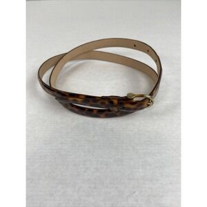 J.Crew Leopard Leather Belt Skinny Size Med Gold Buckle (17318)